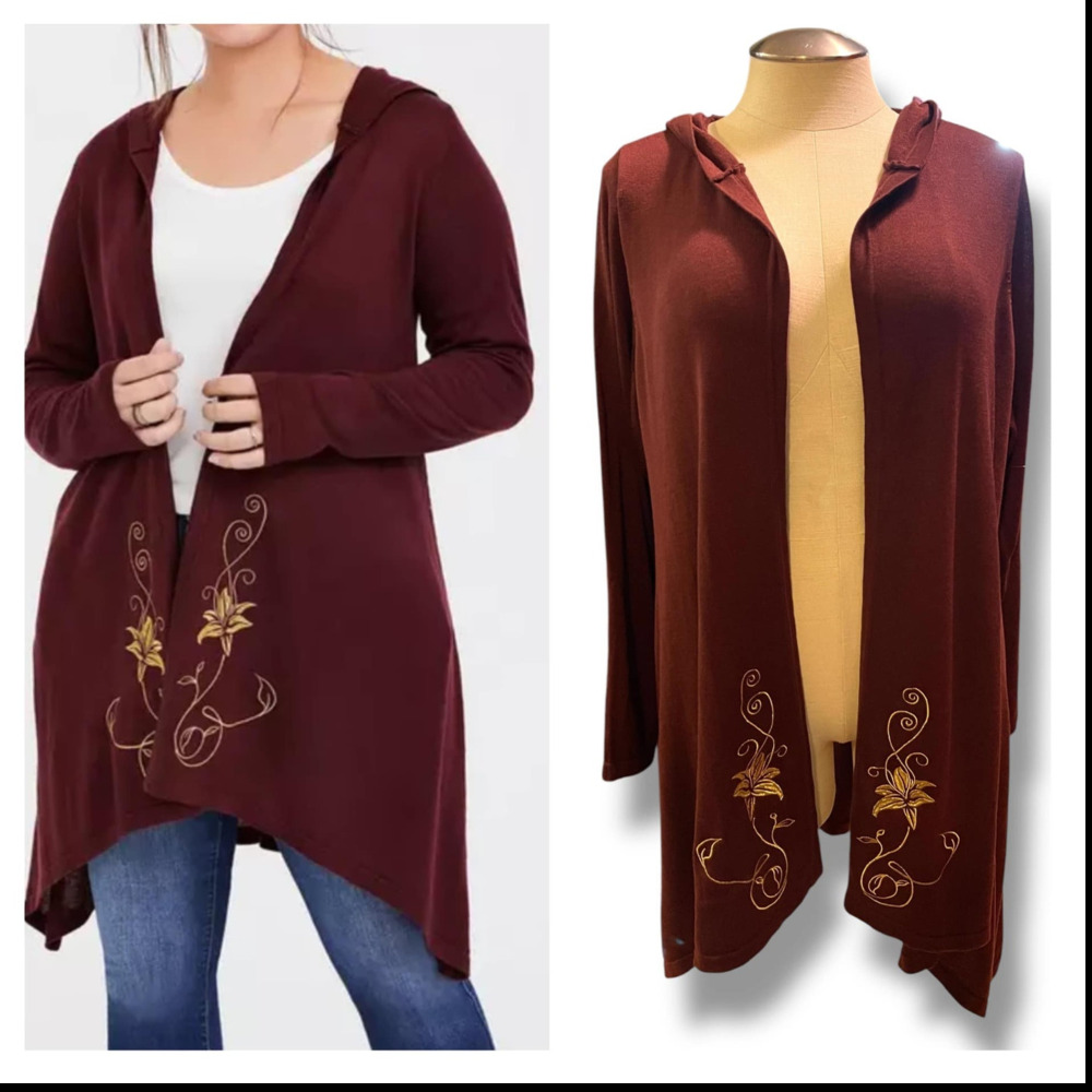 Torrid Disney Princess Tangled Mother Gothel Embroidered Hooded Cardigan Top 6X